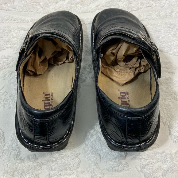 ALEGRIA ALI Floral Slip On ALL-571 Leather Women's Black Sz 10.5 Goth Core Punk - Picture 4 of 8